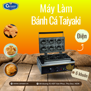 Máy làm bánh cá Taiyaki 6 khuôn dùng điện